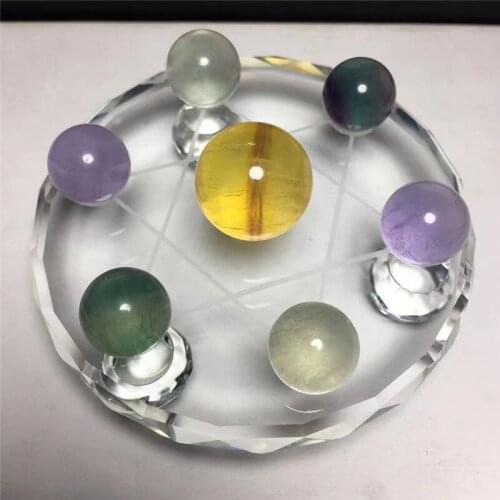 Polished Natural Quartz Color Fluorite Seven Chakra Crystal Balls Seven Star Array For Home Decoration