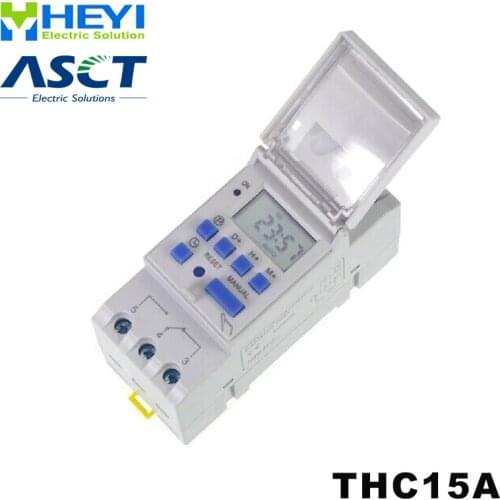 220VAC 16A LCD Din rail Programmable digital time switch THC15A timer switch