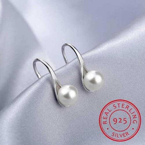 8mm Pearl Earring Girl 2019 Fashion Genuine 925 Sterling Silver Jewelry White Pearls Stud Earrings for Women YEA196