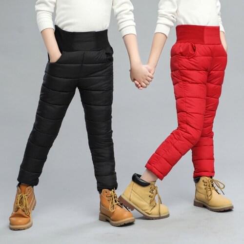 2018 Winter New Girls Pants Hot Thicken Down Soft Warm Boy Pants Girl Slim Pants 3 Colors 3-8 Years Childrens Pants
