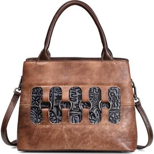 Women Genuine Leather Handbag Large Capacity Female Party Shoulder Bag Women Designer Top Handle Bag High Quality Crossbody Bag