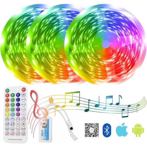 20m 15m WS2812B WS2812 Led Strip Light 5050 RGB IndividuaIIy Addressable Light SP611E Bluetooth Music App IR Controller DC 5V