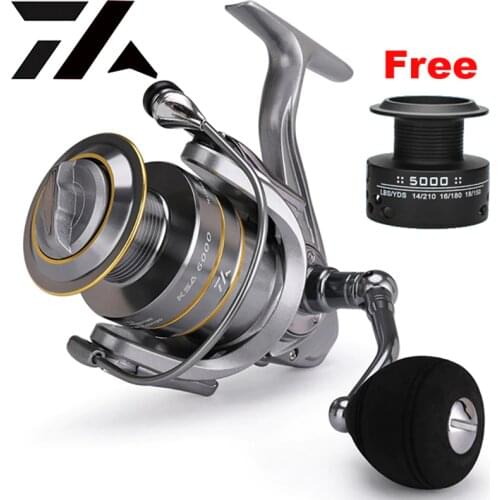 High Quality 14+1 BB Double Spool Fishing Reel Free Spare Spool 5.5:1 Gear Ratio High Speed Spinning Reel Carp Fishing Reels