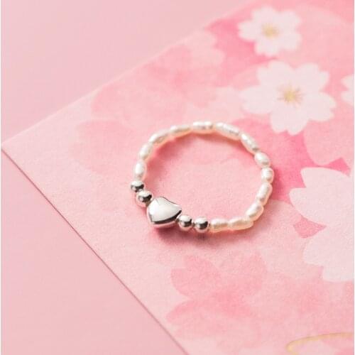 YIZIZAI 100% 925 Sterling Silver Irregular Baroque Pearl Romantic Heart Ring Womens Wedding Party S925 Jewelry