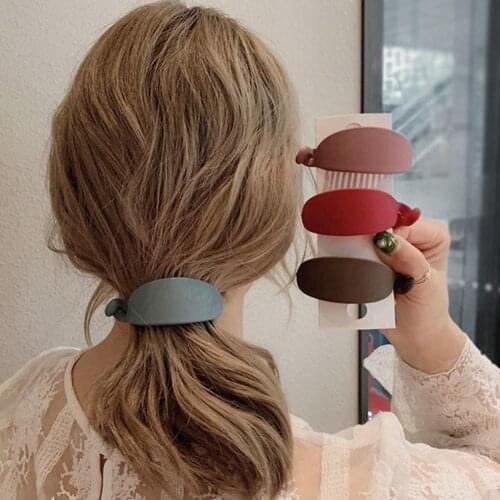 2Pcs Banana Shape Hair Claws Solid Color Cute Acrylic Elastic Stable Women Ponytail Holders Hair Accessories Convenient Fashion