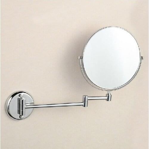 Vidric Bath Mirrors 8" Round Wall Mirror 3 X Magnification Dual Face Makeup Cosmetic Mirrors Brass Bathroom Mirror 1308L