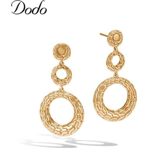 Beautiful Gold Color 8-shaped Circle Earrings For Women Exaggerated Long Earrings Creative Twist Fashion Ear Jewelry Brinco E059
