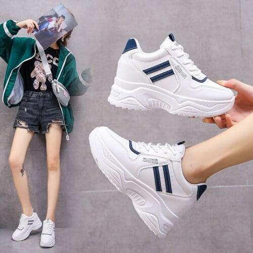 2021 New Spring Womens Shoes PU Leather Women Vulcanized Shoes Fashion Platform Comfortable Lace-up Outdoor White Casual Shoes