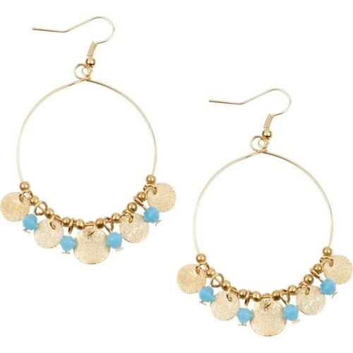 Blue Acrylic Beads Sequins Tassel Circle Dangle Earrings for Women 2019 Fashion Jewelry Simple Earring Femme Gold Silver Color