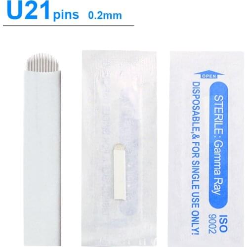 0.2mm 50PCS 21 Pins U Shape Microblading Blade Eyebrow Tattoo Needles Permanent Makeup Manual 3D Eyebrow Embroidery Tattoo Pen