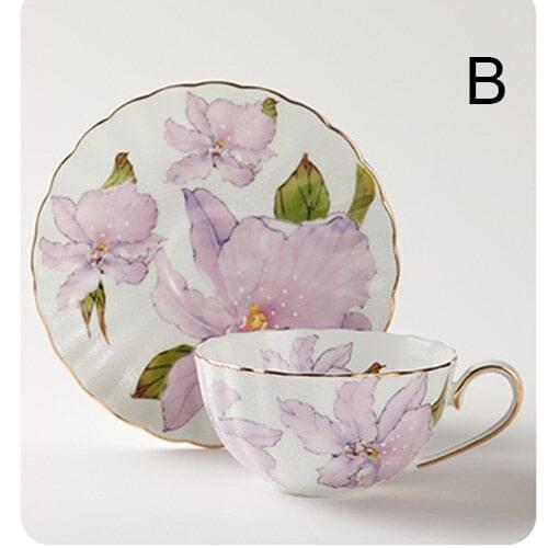 200 ML Europe Style Ceramic Bone China Coffee Set Cup and Saucer Spoon Kit Hand Painted Cuckoo Pattern CoffeeTea Mug