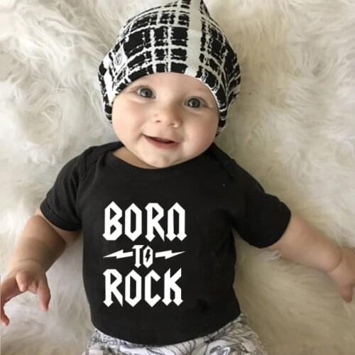 2021 Cute Baby Bodysuit Born to Rock Pattern Print Pregnancy Announcement Funny Boys Girls Jumpsuit Pregnancy Baby Shower Gifts