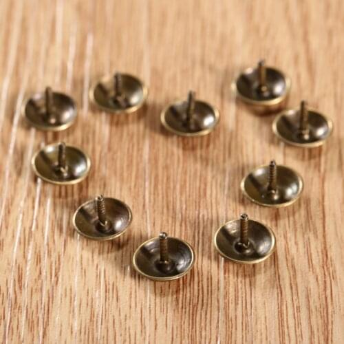 50Pcs Antique Brass Upholstery Nails Craft Drum Sofa Jewelry Wooden Box Furniture Decorative Tacks Stud Pushpin Doornail 9x6mm