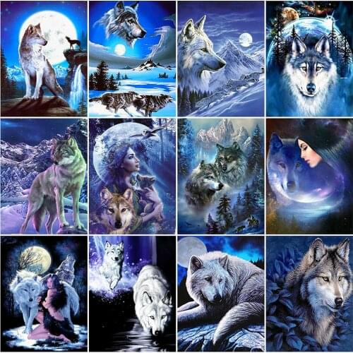 EverShine 5D DIY Diamond Embroidery Wolf Cross Stitch Diamond Mosaic Anmial Rhinestones Art Painting Full Square Handmade Gift