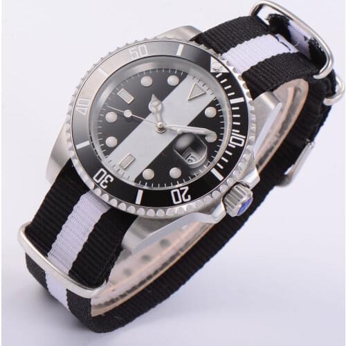40MM Sterile Dial Date Sapphire Glass Ceramic Bezel Seeing Case Back MIYOTA 8215 Automatic Mens Wristwatch