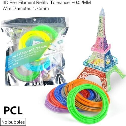 AW PCL 3D Pen Filament refill 10 colors 5m/bag for 3D Printing Doodling Pen in Low Temperature стержни для 3д ручки
