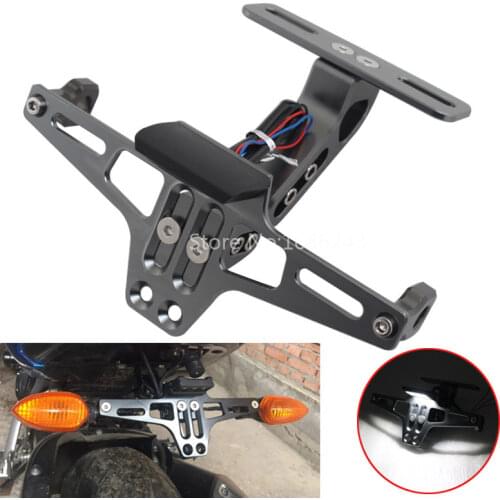 Titanium Motor Alloy License Plate Holder Bracket Fender Eliminator & LEDs For Yamaha Honda Suzuki Ducati Triumph Victory