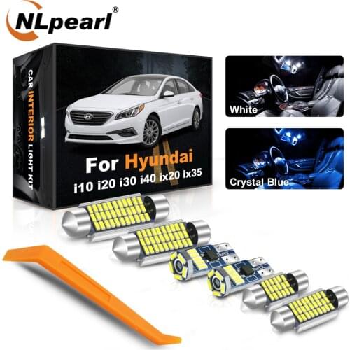 Canbus LED Interior Kit for Hyundai I10 I20 I30 I40 Ix20 Ix35 Ix55 Tucson Santa Fe Vehicle Dome Reading Lamp License Plate Light