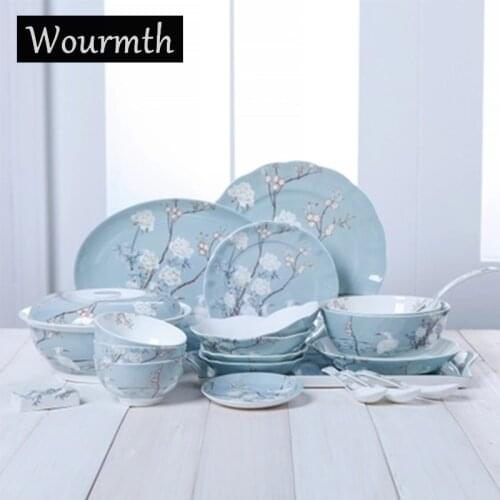 1Pieces Bone China Cutlery Accessories Dishes Home Noodle bowl Beautiful Tableware Ceramic Liberty Combination Dinner Rice Plate