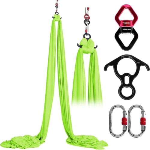 PRIOR FITNESS 11 meters Yoga Aerial Silks set Low Stretch Hammock trapeze inversion fly Including yoga accessories