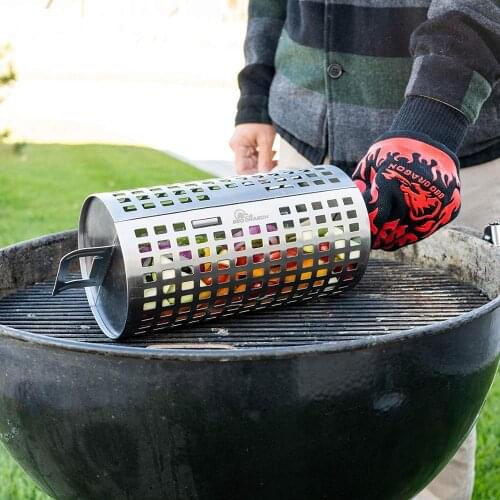 BBQ Grill Storage Basket Stainless Steel Peanut Oven Roaster Grilled Cage for Roasting Baking Nuts Coffee Kitchen Accessories