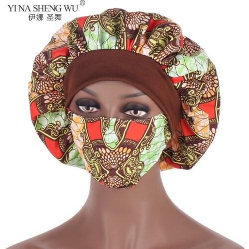 Soft Bonnet Women Elastic Wide Band Night Sleep Hat Chemo Caps Hair Loss Cover Fashion Face Mask Head Wrap Hair Turban Cap Mask