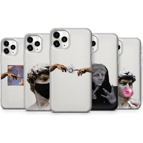 Soft Silicone Transparent Art David Phone Case Cover For iPhone 12 mini 11 Pro Max XS XR SE2020 6 7 8 Plus Asthetic TPU Funda