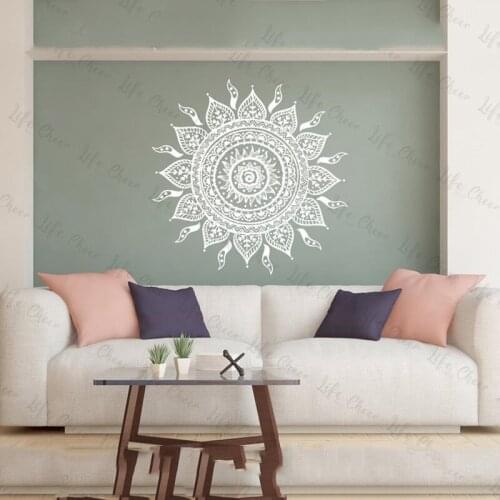 Mandala Wall Decal Lotus Flower Bohemian Decor Wall Decal Home Decor Boho Sticker Bedroom Moroccan Pattern Yoga Studio Decor