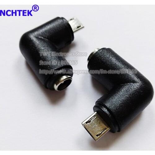 NCHTEK 90 Degree Angled Micro USB 2.0 Male to DC 5.5x2.1MM Female Jack Power Charge Adapter/Free Shipping/10PCS