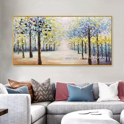 Latest Landscape Knife Thick Oil Painting Wall Canvas beautiful Tree Art Picture Modern Canvas Artwork For Living Room Decor