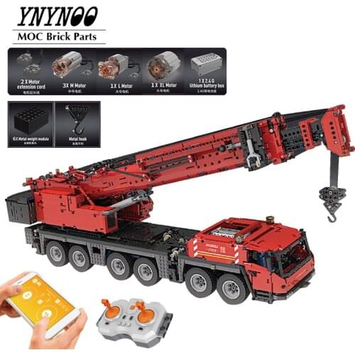 NEW High-Tech LTM APP Power Functions Mobile Grove GMK Crane Equipped with V8 Engine Building Blocks Bricks Model Kids DIY Toys