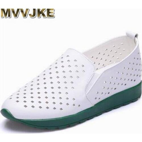 MVVJKE Shoes Woman 100% Genuine Leather Women Shoes Flats 2 Colors Loafers Slip On Womens Flat Shoes Moccasins Plus Size E187