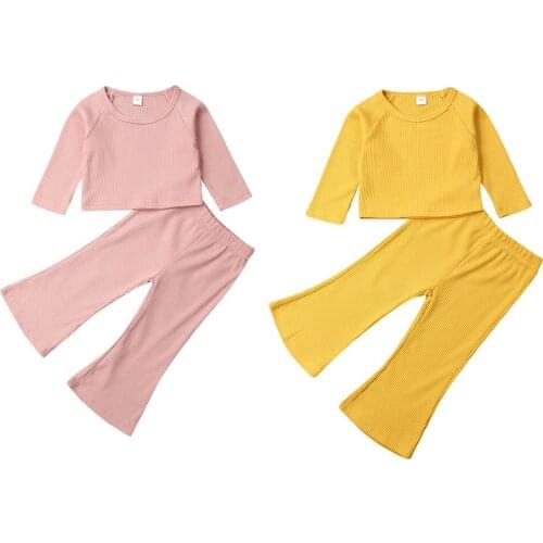 Toddler Girl Clothes 2019 Baby Girl Clothes Set 2PCS Long Sleeve Top +Flare Pants Legging Toddler Kid Outfits