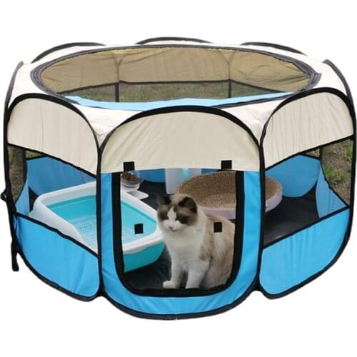 Pet Tent Octagonal Fence Oxford Cloth Outdoor Pet Cat Litter Foldable Cat Bed House Pet Products for Cats Pet Supplies