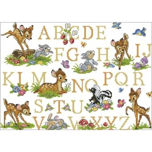 Fawn alphabet patterns Counted Cross Stitch 11CT 14CT 18CT DIY Chinese Cross Stitch Kits Embroidery Needlework Sets