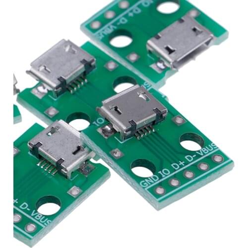 5 Pcs Micro USB To DIP Adapter 5pin Female Connector B Type Pcb Converter Pinboard 2.54