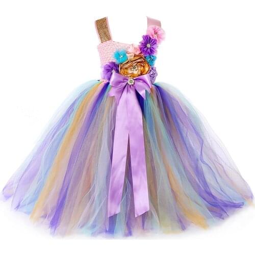 Princess Flower Girl Tutu Dress Tulle Kids Tutu Dresses for Girls Special Occasions Wedding Party Dress Children Ball Gowns 1-14