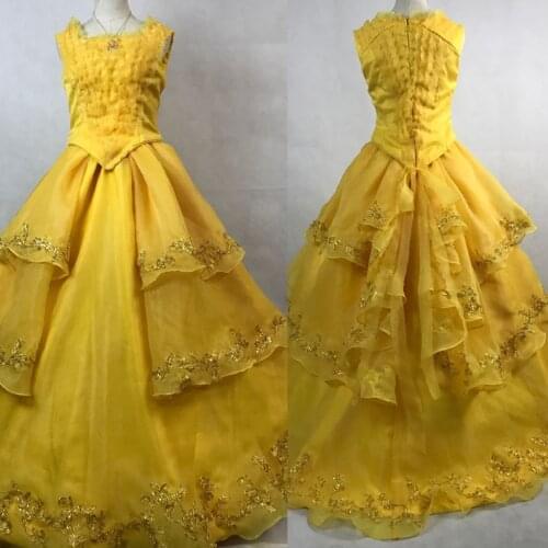 Live-action Movie Girl And Beast Belle Princess Dress Halloween Party Gown Adult Women Cosplay Costume
