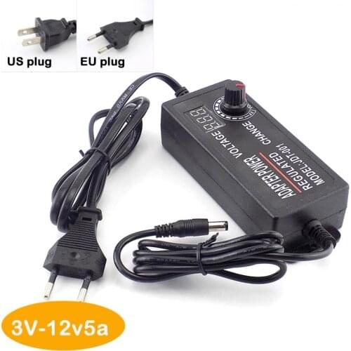 Adjustable 110v 220v 3v -12V power supply Adapter universal 60W 12v 3V 5A Charger Display Screen for CCTV camera LED strip light