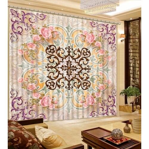 Luxury 3D Blackout Window Curtains Fashion Beautiful European Style Blackout Shade Window Curtains