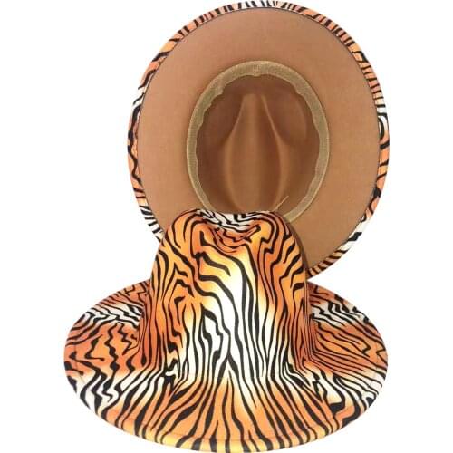 Fedora hat 2021 new Fedora hat animal print hat gradient color tiger print hat flat brim jazz hat fedora hat шапка женская