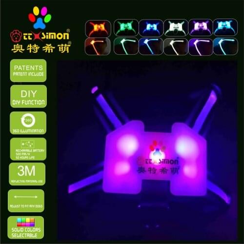 Dog accessories 7 in 1 color Dog Harness Glowing USB Led Collar Puppy Lead Pets Vest