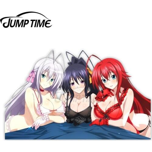 Jump Time 13 x 5.8cm For High School DxD Himejima Akeno Rias Gremory Rossweisse Car Stickers Decal Bumper Windows Decoration