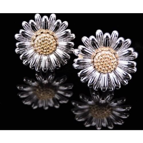 AS High quality sunflower Cufflinks new fashion jewelry sunflower Cufflinks mens Wedding Shirt badge pin gift