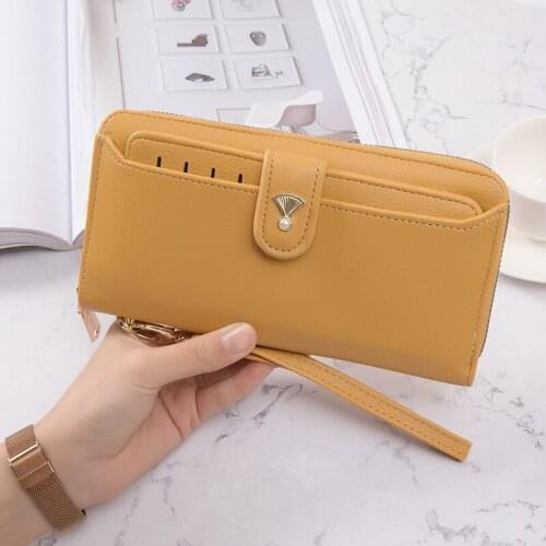 Women Long Wallets Pure Color Coin Purse for Female Multi Card Position Money Pockets Zipper Clutch Bags Ladies Cell Phone Pouch