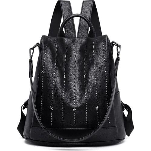 Girls Women Star Backpacks Anti Theft Large Capacity Backpack Leather Backpacks School Bags