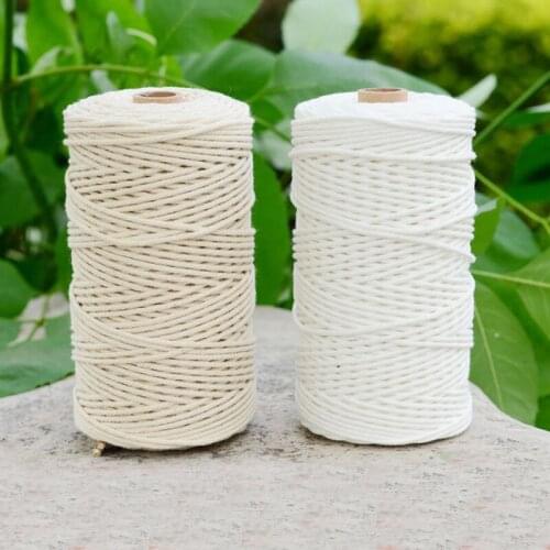 1pcs 100% Natural Cotton Twisted Cord 1/2/3mm Diameter 200m/400m Length For DIY Home Textile Craft Macrame Artisan String