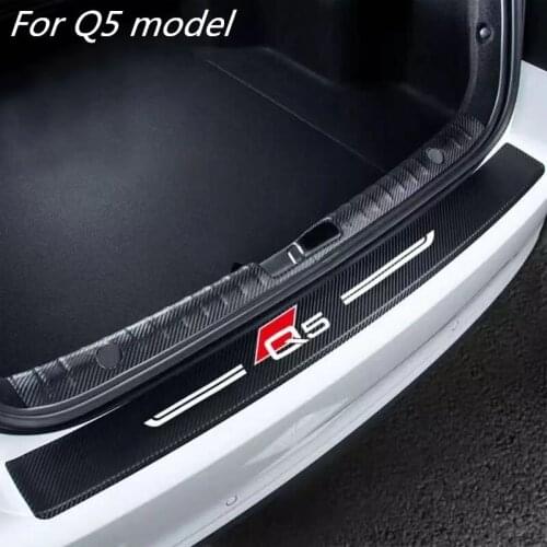 1pcs Cartrunk Bumper Carbon Fiber Scratches For Audi q5 q7 car logo leather Protection Film Car carbon fiber stripe Accessories