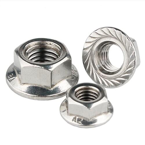 10 pcs 304 stainless steel hex flange nut non-slip cushioned nut locking nut M5M6M8