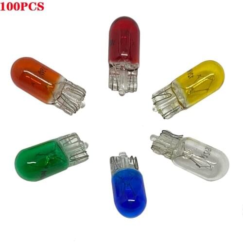 100pcs Car T10 W5W WY5W Halogen 194 158 Wedges 12V 5W Signal Light Clearance Lamp Yellow white Instrument Bulbs Reading Light